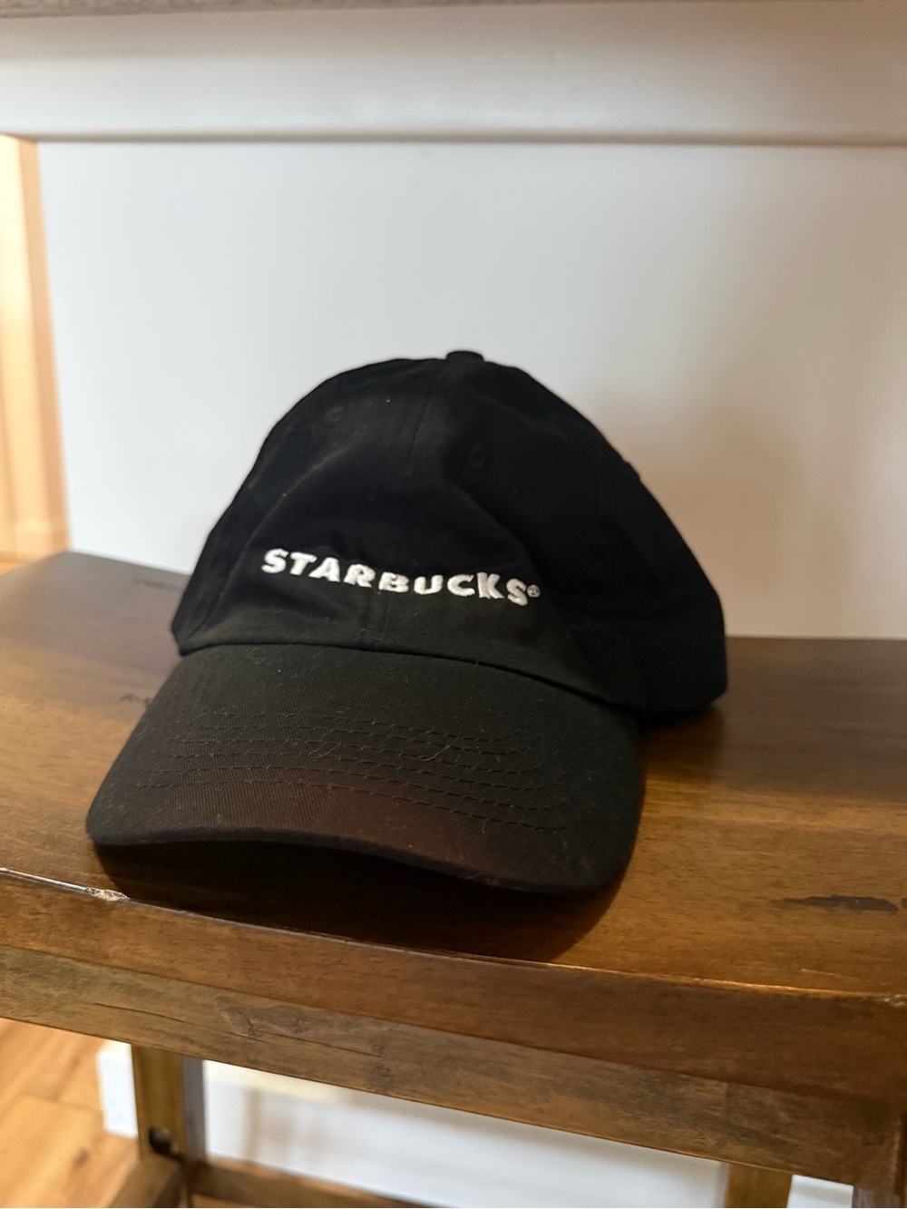 Starbucks Black Cap with White Script Logo
